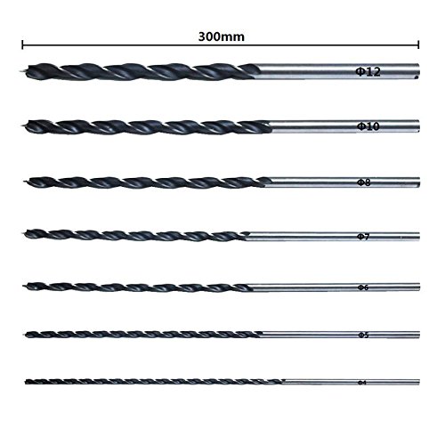 Tool - 7 Pieces 12" 300mm Extra Long Twist Brad Point Wood Drill Bit Set 4 5 6 7 8 10 12mm Ing Drilling Ol - Thumbnail 2