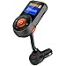 New Bluetooth FM Transmitter, Kinbom Auto-Scan FM Wireless Radio Adapter Receiver with 1.4 Display, Bluetooth 4.2, QC3.0/2.4A Dual Fast USB Charger SD Card Support Hands-Free Calling Car Kit (Orange)
