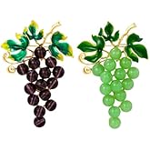 NOIAFZY 2PCS Bohemian - Style Luxury Glass Grape Brooch Pin with Alloy Enamel Rhinestone for Fruit - Inspired Collar Badge and Chic Plant Corsage