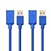 Cable Matters 2-Pack USB to USB Extension Cable (USB 3.0 Extension Cable) in Blue 6 Feet for Oculus Rift, HTC Vive, Playstation VR Headset and More primary