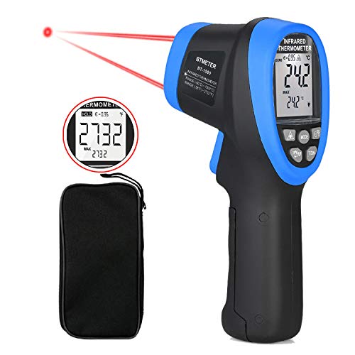 BTMETER BT-1500 Industrial Pyrometer 30:1 Laser Thermometer Gun, -58℉ to 2732℉ (-50℃ ~ 1500℃) High Temp Infrared Thermometer Digital IR Temperature Gauge for HVAC Kiln Forge Foundry Casting Furnace