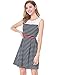 Allegra K Women's Chiffon Panel Stripe Short Sleeveless A-Line Dress with Belt Blue Large