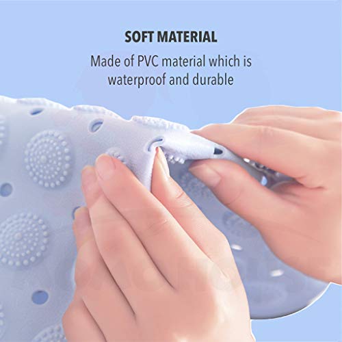 MIFAVOR Shower Mat Non Slip Washable Waterproof Bath Mats for Bathroom with Drain Holes Suction Cups Blue (15.7\