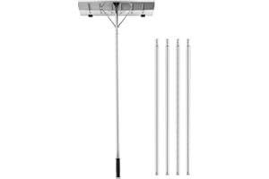 20FT Extendable Aluminum Snow Roof Rake, 26-inch Large Blade Snow Shovel,5-Section Tubes and Non-Slip Handle,Roll Wheels for 