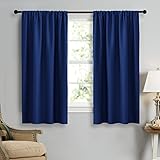NICETOWN Dark Blue Curtains Blackout Draperies - Home Fashion Thermal Insulated Solid Drape Panels for Kid's Room, Privacy Window Dressing (1 Pair, 42-Inch x 45-Inch)
