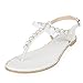 SheSole Womens Wedding Shoes Flat White Sandals Pearls