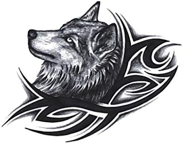 Suika Suika タトゥーシール リアル大判 1枚 和柄 和彫り黒 オオカミ タトゥーステッカー ボディーシール 腕 足 体 胸 肩 背中に簡単貼る メンズ 入れ墨 シール 刺青シール 防水 B07z7yjtyx 840円 全国一律送料無料 正規品スーパーsale 店内全品キャンペーン