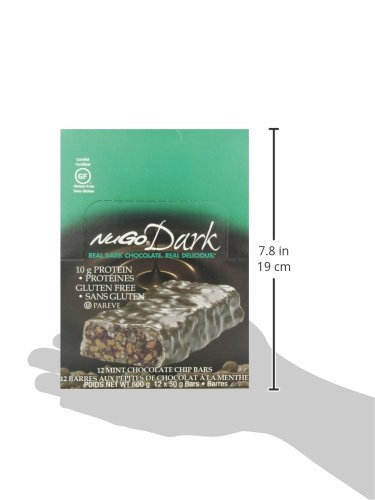 NuGo Dark Chocolate Mint Chocolate Chip, 13g Vegan Protein, 200 Calories, Gluten Free, 12 Count