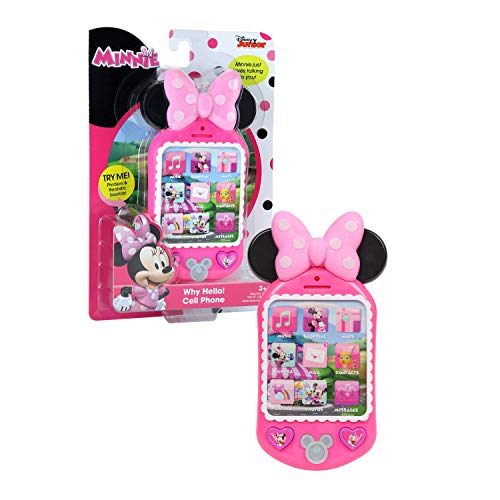 Disney Junior Minnie Bow-Tique Why Hello Pretend Play Cell Phone, Lights and Sounds, Batteries Included, Holiday Stocking Stuffers, Gifts, Presents, Kids Toys for Ages 3 Up by Just Play