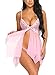 Avidlove Women Lingerie Lace Babydoll V Neck Sleepwear Strap Chemise (M, Style 1-Pink)