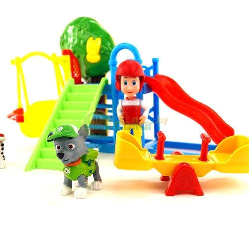 IndusBay Paw Pups Theme Based Amusement Park Playset with 3 Pieces Figures Doll Lights and Music Toy for Kids (Multicolour)