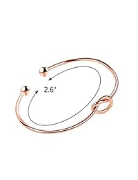 Anbala - Brazalete para mujer, regalo de dama de honor con detalle de nudo en el medio, elástico, en tono oro rosa, conjunto de 3, 4, 5, 6, 7, 8.