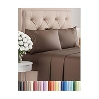 Queen Size 4 Piece Sheet Set - Comfy Breathable & Cooling Bed Sheets Set - Hotel Luxury Bedding for Women, Men, Kids, Teens, Boys & Girls - Deep Pockets, Ultra-Soft, Wrinkle Free - Oeko-Tex - Brown