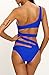 NE Norboe Women's One Shoulder Sexy High Cut One Piece Swimsuits Padded Swimwear for Women Bikinis(s, Blue)