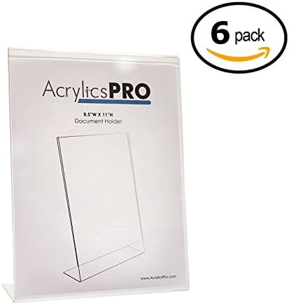 AcrylicsPro - 8.5 X 11 Clear Plastic Acrylic Slanted Tabletop Sign Frame Holder (6-Pack)