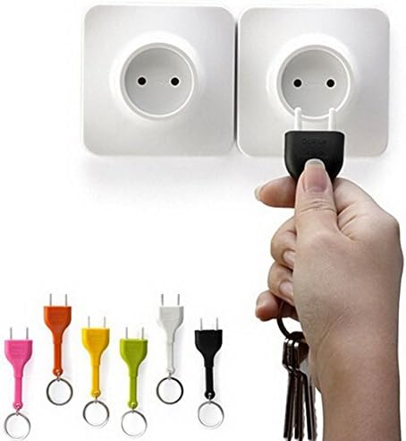 Yayang Wall Mounted Socket Shape Unplug Anti-lost Key Holder Key Ring Random Color