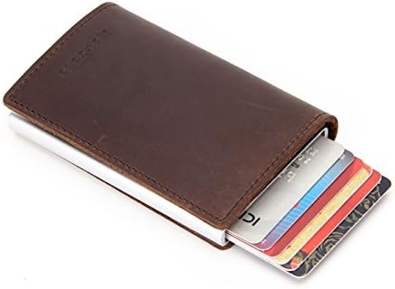 Norcolo Premium Pop-Up Distressed Leather Wallet - Ultimate RFID Protection, Durable &amp; Ergonomic Slim Design, Safe &amp; Secure For Credit Cards, Money &amp; Documents, Saves Time &amp; Effort (Brown)