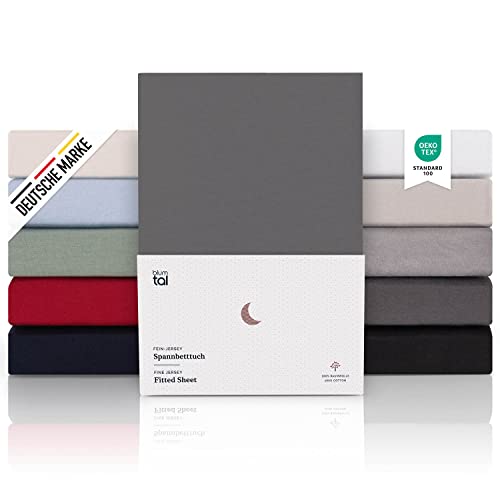 Blumtal® Premium Spannbettlaken 270x200 Matratze Jersey 1er Set - Oeko-TEX zertifiziertes Bettlaken aus Baumwolle - Leintuch 270x200 Anthrazit