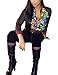 Lovaru Women's Hawaii Coconut Printing 2 Piece Jacket Suit (Large, Black 2)