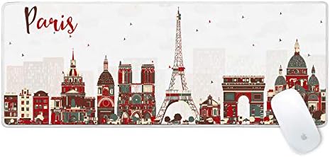 Galdas Gaming Mouse Pad Paris Pattern XXL XL Large Mouse Pad Mat Long Extended Mousepad Desk Pad Non-Slip Rubber Mice Pads Stitched Edges Thin Pad (31.5x11.8x0.08 Inch)