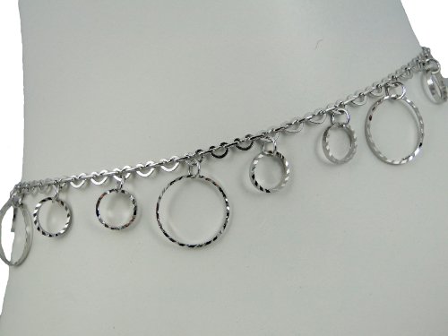 Anklet bracelet fashion jewelry - silver tone loops
