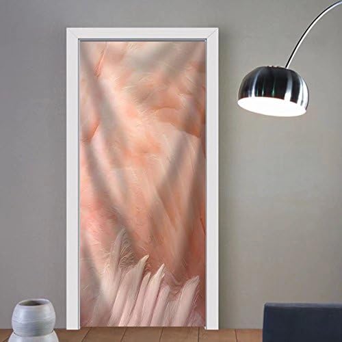 Niasjnfu Chen custom made 3d door stickers Pink Flamingo Feathers Delicate Soft for Background. Fabric Home Decor For Room Decor 30x79