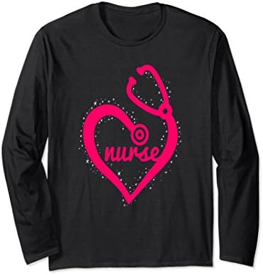 Unisex Nurse Sparkly Stethoscope Heart Gift T-shirt XL: Black