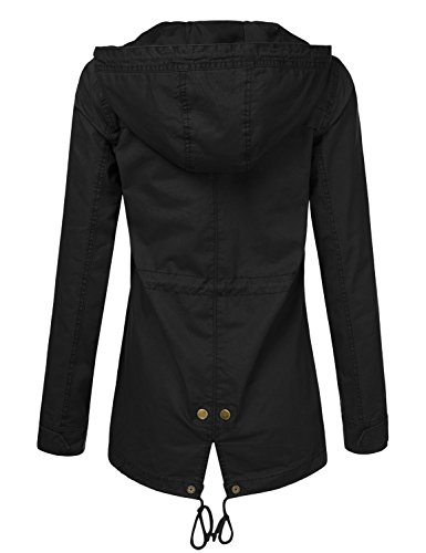 DRESSIS Women's Lightweight Military Anorak Hooded Jacket Black S