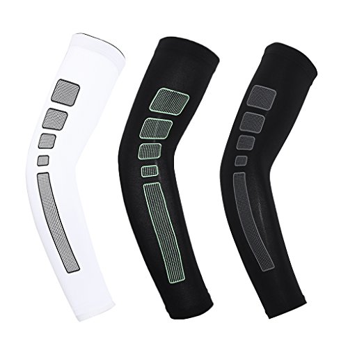 ULKEME Cycling Basketball Running Anti UV Arm Sleeve Warmers Compression Elbow Pad Cuff