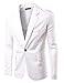 Pishon Men's Slim Fit Blazer Jacket Solid Cotton Casual One Button Sport Coats, White, US Size 42R(Tag Size 3XL)