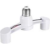 TOVINANNA E27 Light Socket Splitter 2-in-1 Dual Bulb Adapter Converter, Screw in Two Medium Base Lamp Holder Extender for Garage Basement Workshop Ceiling Lighting, PBT