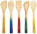 Colorful Bamboo Cooking Utensils - Wooden Serving Set | 5 Piece Utensil Set | Non Stick Wood Spoon & Spatula Gadgets For Kitchen | Cute Gift For Chefs