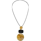 JWIGP Bohemian Long Pendant Necklace for Women, Artistic Resin Geometric Jewelry with Layered Abstract Shapes, Boho Statement Necklace for Casual Outfits