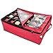 [Red Christmas Ornament Storage Box With Dividers] - (Holds 48 Ornaments up to 3 Inches in Diameter) | Acid-Free Removable Trays with Separators | Clear Window to Easily See Storage Bags Contents