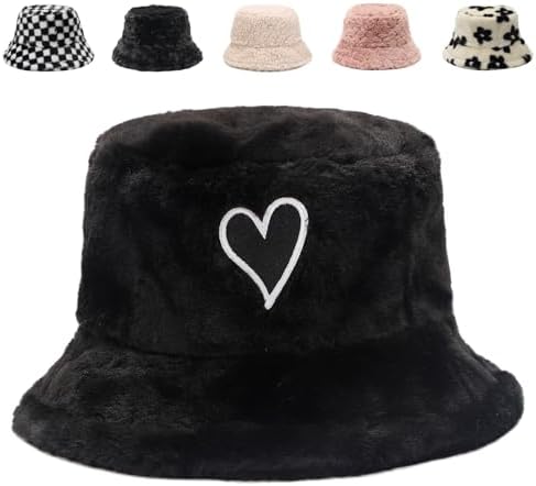 Hat Attack Reversible Faux Shearling Bucket Hat Black One  display picture 1