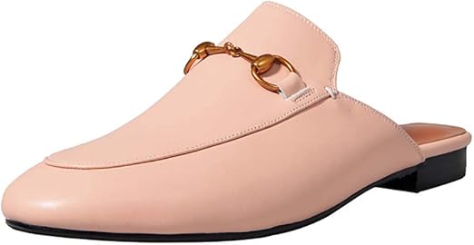 pink backless loafers