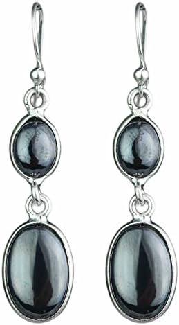Hematite gemstone 925 Sterling Silver dangle earrings 4.42 gms