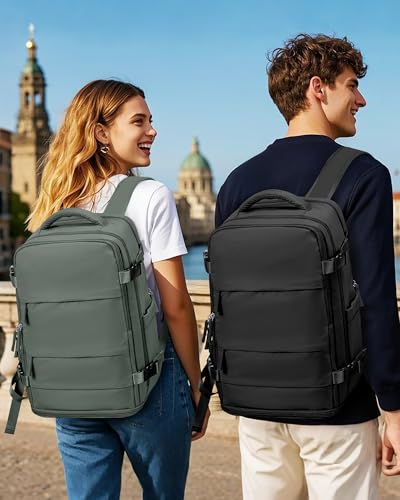 SZLX Large Travel Backpack Women, Vacuum Backpack with Pump Ryanair Hand Luggage 40 x 30 x 20 cm, Wizzair Hand Luggage 40 x 30 x 20 Waterproof Daypack Fit 14 Inch Laptop with Shoe Compartment and Laptop Compartment