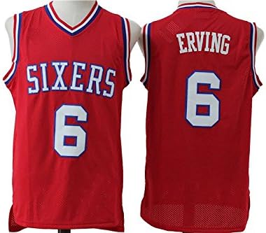 Red Retro Jerseys Philadelphia 76ers Julius Erving #6 - Mens M