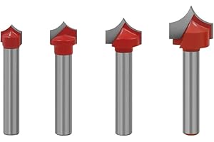 Saipor 4pcs 6mm Shank Point Cutting Roundover Router Bit Set C3 Carbide Tipped Round Over Beading Bit Beadboard Router Bit Ra