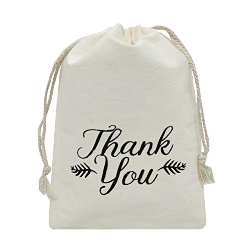 Sanrich Thank You Drawstring Bags 5x7 inch for Party Favor 20 Pack Gift Goodies Bags (5x7)