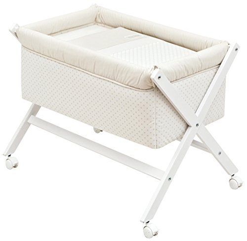 Cambrass Small Bed/Crib X Wood Une with Canopy (55 x 87 x 74 cm, Star  Beige) by Cambrass