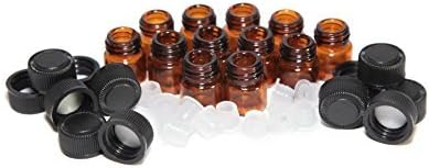 2ml (5/8 dram) Amber Glass Bottles with Orifice Reducer and Cap for Essential Oils, Chemistry Lab Chemicals, Colognes & Perfumes 24 pieces