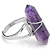 JOVIVI® Jewelry Gemstone Hexagon Beads Healing Point Chakra Good luck Finger Ring --Adjustable Size (4pc)