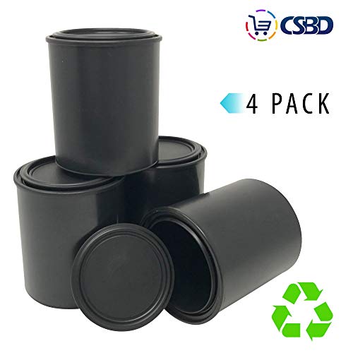 CSBD Empty Paint Can with Plastic Lid, Gallon and Quart Sizes, Unlined Multipurpose Storage for Arts and Crafts, DIY Projects, Painting, Garage Organization, 1 Quart Plastic (4 Pack)