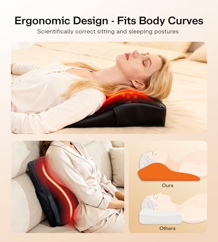 ALLJOY Shiatsu Neck Massager with Heat, 3D Back Massager Massage Cushion for Neck, Shoulders, Back, Legs, Gift for Mum, Dad, Women, Men