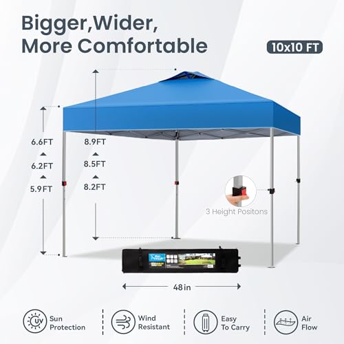 PHI VILLA Outdoor Pop Up Canopy 10'x10' Tent Camping Sun ShelterSeries