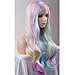 BERON 27 Inches Long Curly Mixed Color Charming Soft Full Wig with Bangs Wig Cap Included