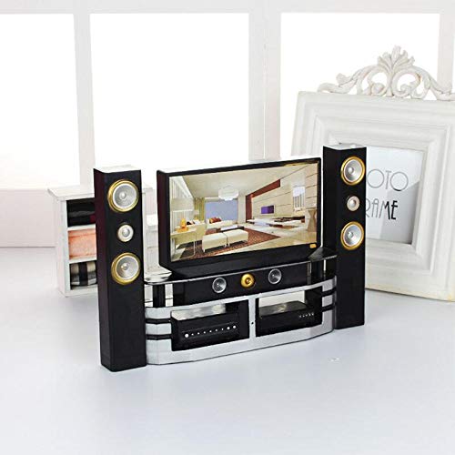 Kangkangk Mini HI-FI TV Speaker Home Theater Cabinet Set Combo Dollhouse Furniture Accessories for Kids Christmas Birthday Xmas Toy