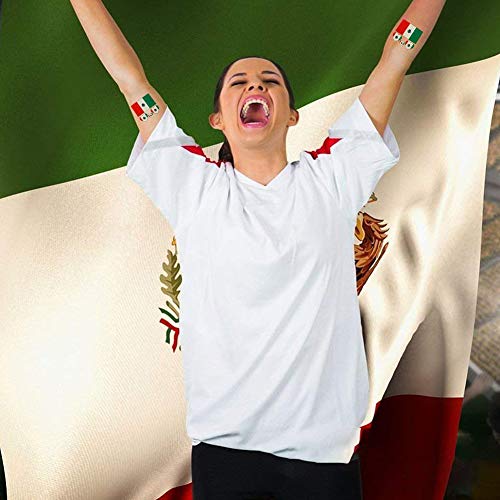 Domccy 1set(6pcs) Waterproof National Flag Tattoo Stickers Temporary Body Face Stickers Long Lasting Flag Tattoos for 2018 World Cup Soccer Fans(Mexico) Beauty tools and accessories, cosmetics - Thumbnail 2